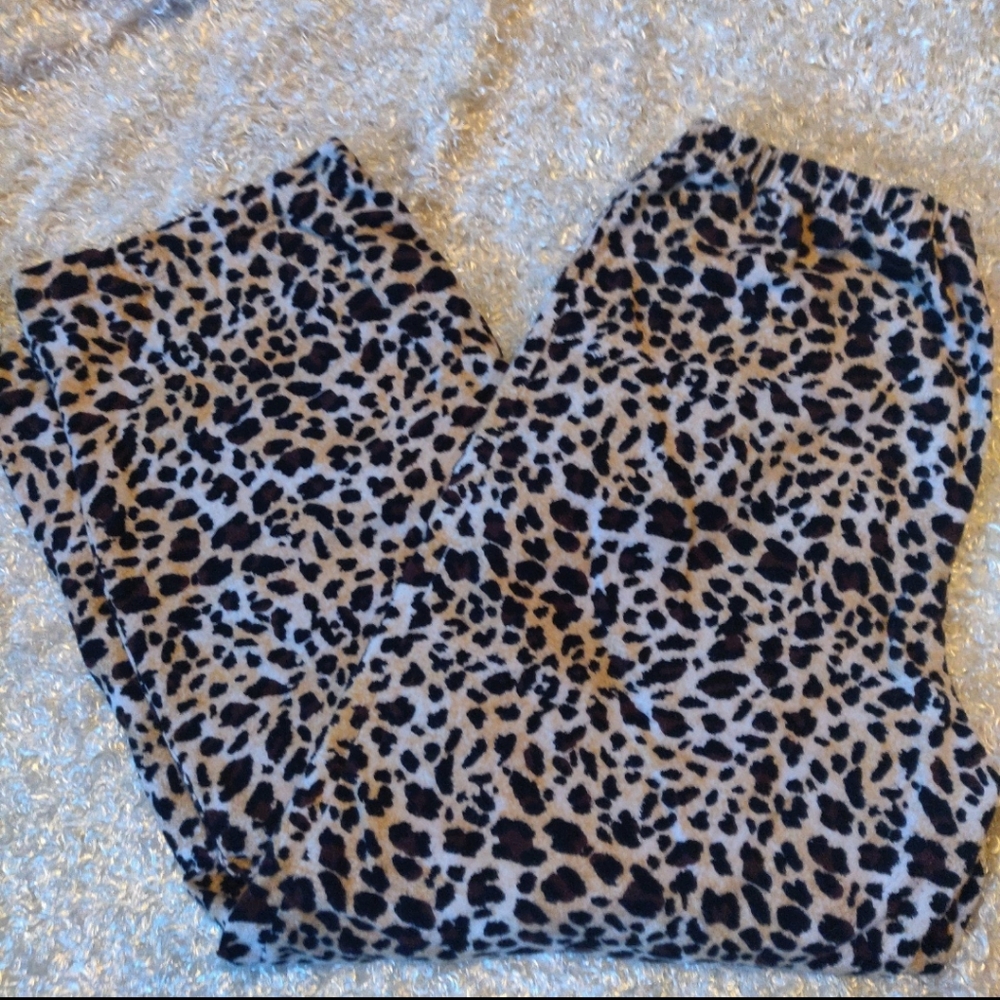 Women's Flannel Leopard Print Sleep Pants Charter Club Intimates Size M Cotton